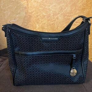 Tommy Hilfiger Black Embossed Shoulder Bag